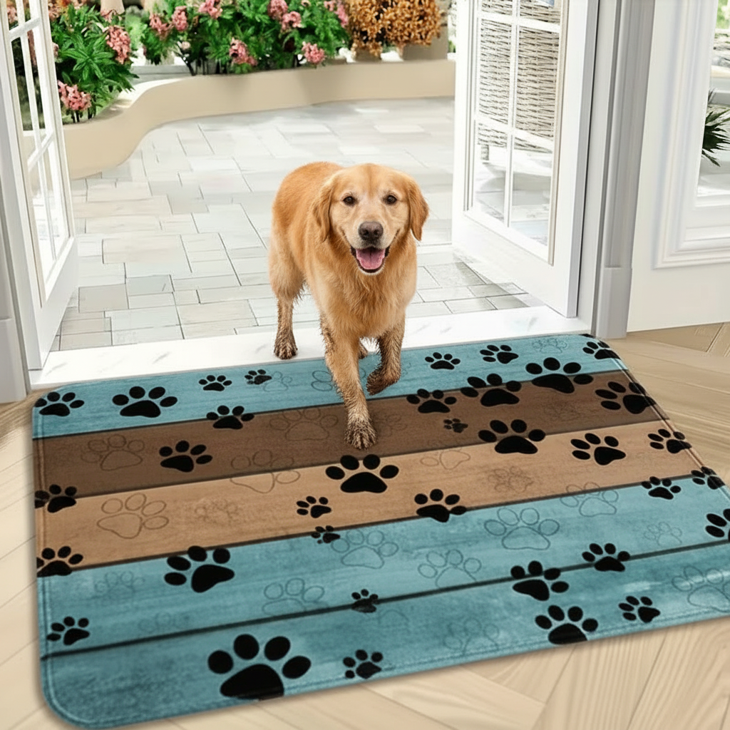 Pawprint Dog Mat in Use