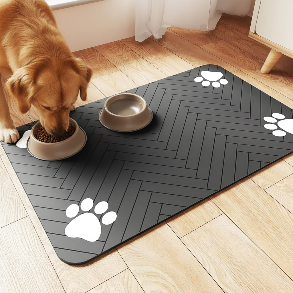 Pet Feeding Mat in Use
